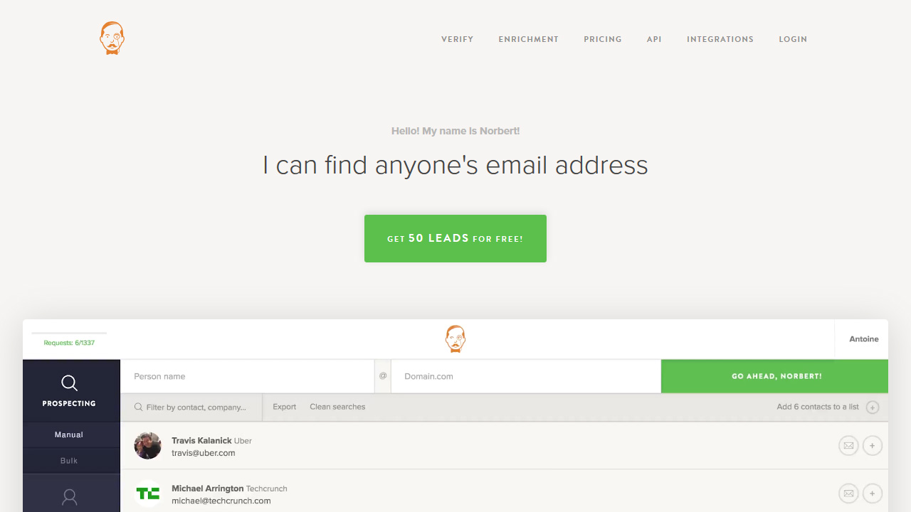 Email Finder Find anyones email address — Norbert