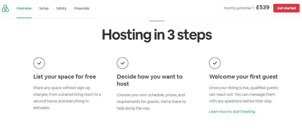 airbnb landing page example