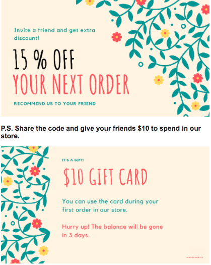 gift card referral marketing example
