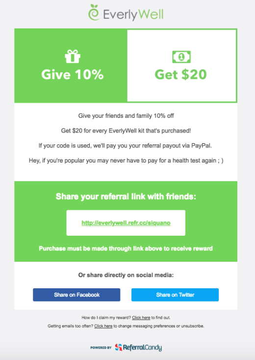 referral marketing coupon code example