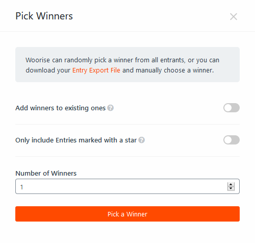 woorise pick winners tool