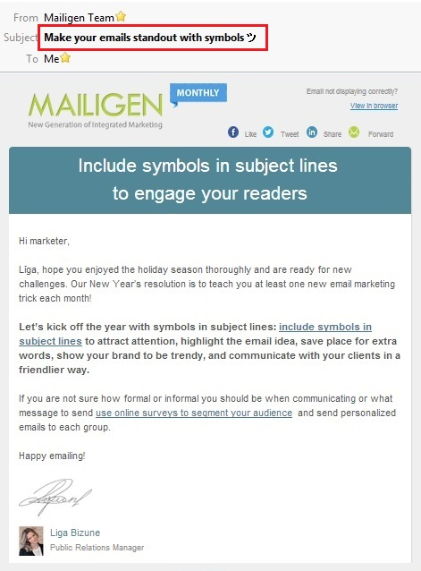 Make your emails stand out with symbols subject line
