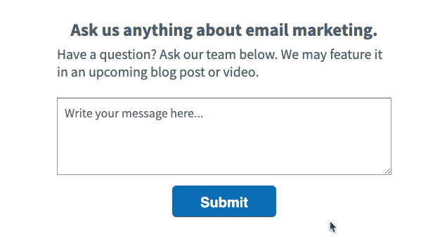 email includes a feedback form that lets the user submit the feedback directly into the email