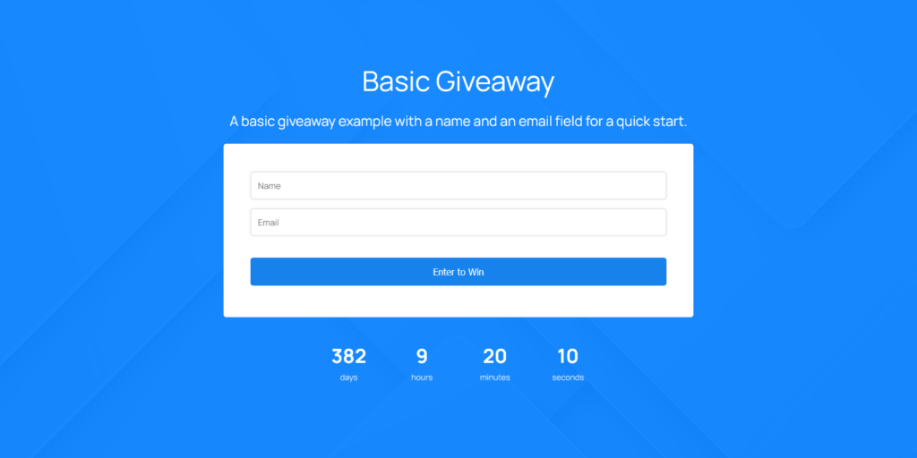 Woorise simple giveaway template example